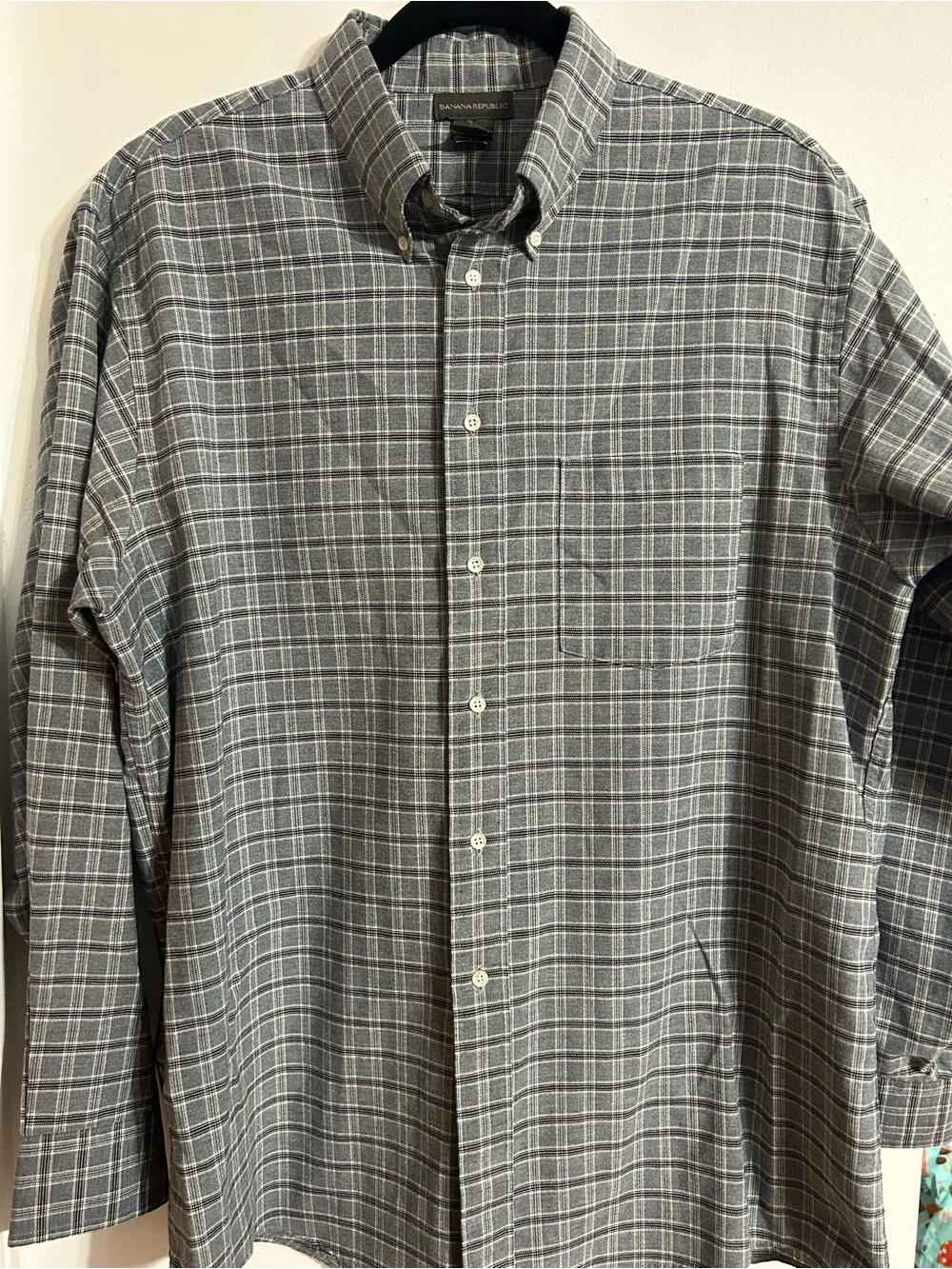 Banana Republic Gray Plaid Button-Down Dress Shirt